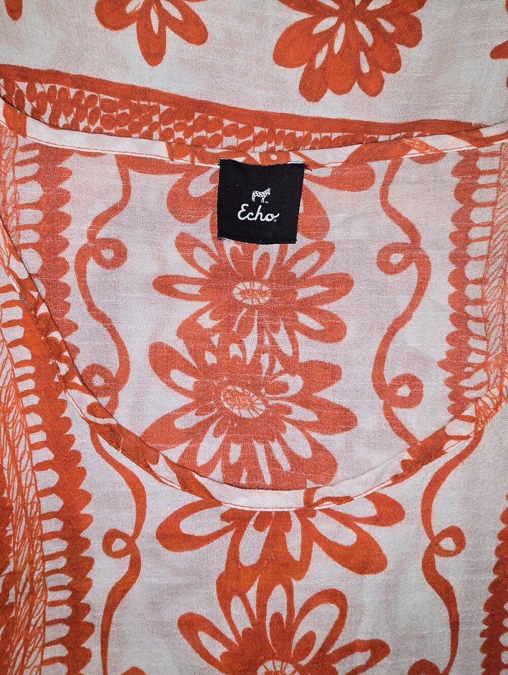 Echo White Tunic with Red Floral Embroidery and Tassel Trim - Picture 4 of 7